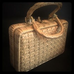 Vintage Lesco Lona Vinyl Wicker Handbag